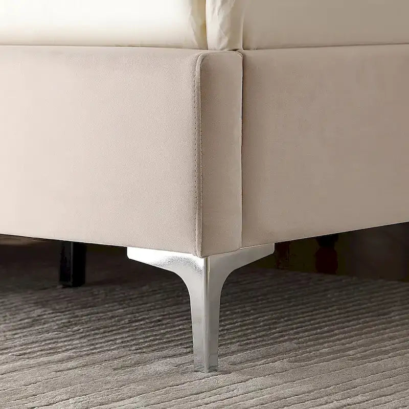 Cadre de lit plateforme Morden Fort Queen Size en velours avec pieds en métal de 15 cm