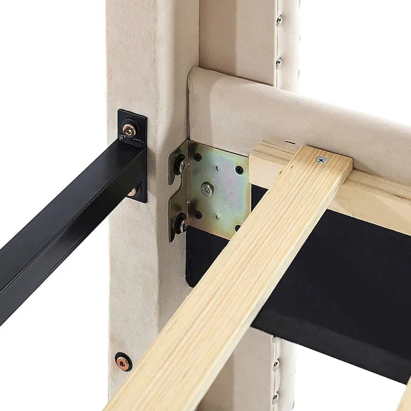 Cadre de lit plateforme Morden Fort Queen Size en velours avec pieds en métal de 15 cm