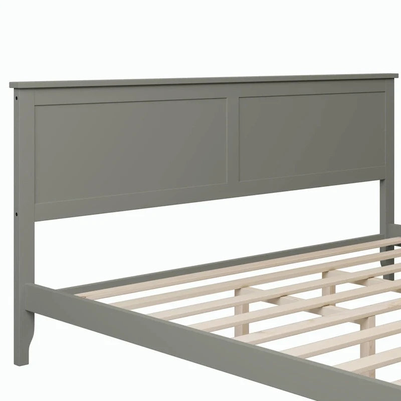 Lit plateforme king en bois massif gris moderne