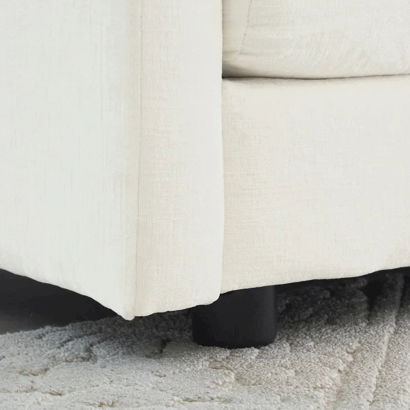 Fauteuil d'appoint moderne avec pouf, fauteuil de salon en chenille, fauteuil de lecture pour chambre à coucher, blanc