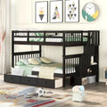 Letto a Castello a Misura Francese con Cassetti, Spazio Contenitore e Sponda di Sicurezza per la Camera da Letto, colore Espresso (vecchio SKU: LP000310AAP)