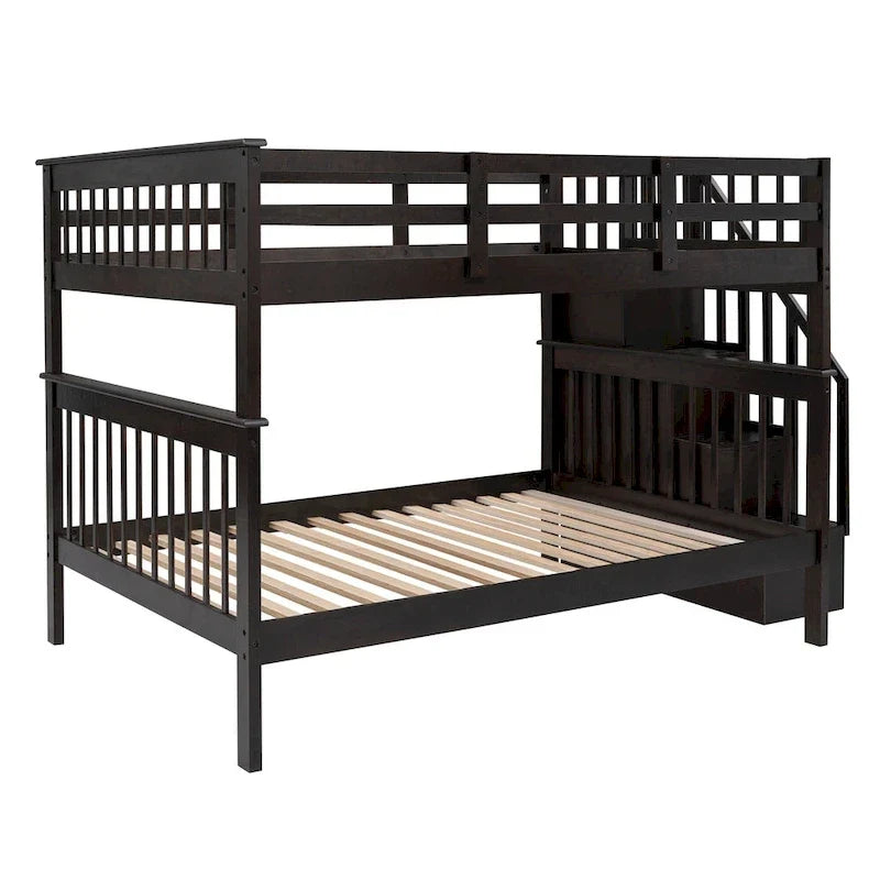 Letto a Castello a Misura Francese con Cassetti, Spazio Contenitore e Sponda di Sicurezza per la Camera da Letto, colore Espresso (vecchio SKU: LP000310AAP)