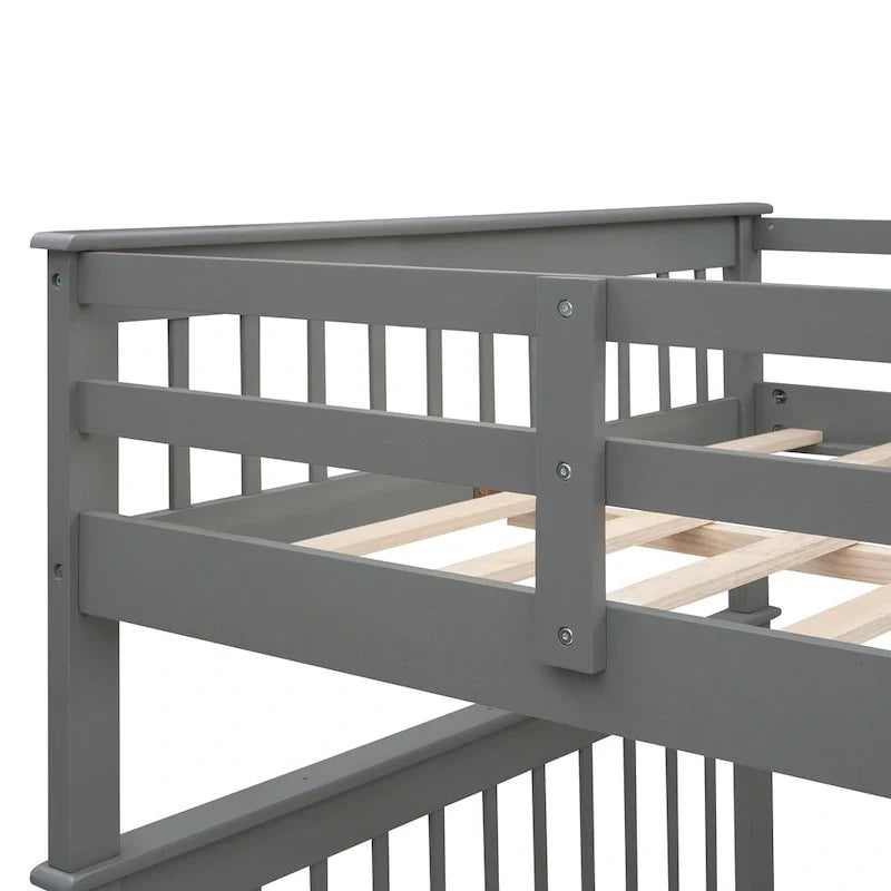 Letto a Castello a Misura Francese con Cassetti, Spazio Contenitore e Sponda di Sicurezza per la Camera da Letto, colore Espresso (vecchio SKU: LP000310AAP)
