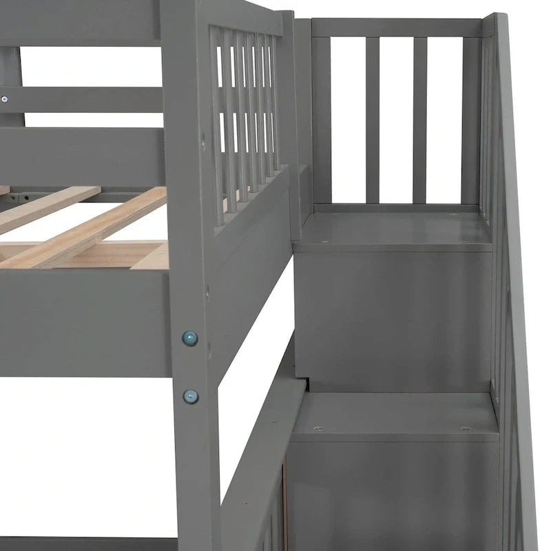 Letto a Castello a Misura Francese con Cassetti, Spazio Contenitore e Sponda di Sicurezza per la Camera da Letto, colore Espresso (vecchio SKU: LP000310AAP)