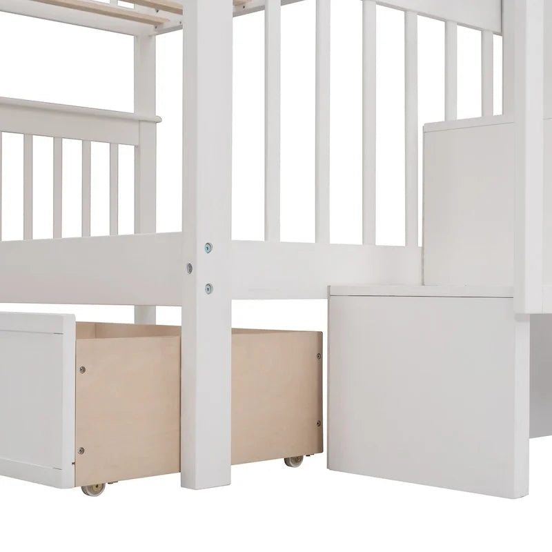 Letto a Castello a Misura Francese con Cassetti, Spazio Contenitore e Sponda di Sicurezza per la Camera da Letto, colore Espresso (vecchio SKU: LP000310AAP)