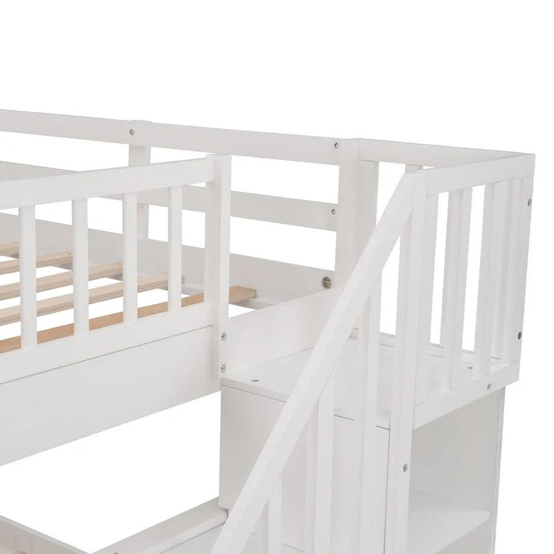 Letto a Castello a Misura Francese con Cassetti, Spazio Contenitore e Sponda di Sicurezza per la Camera da Letto, colore Espresso (vecchio SKU: LP000310AAP)