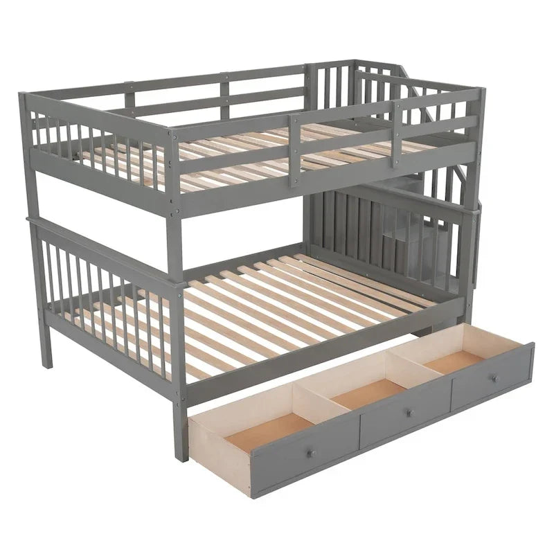 Letto a Castello a Misura Francese con Cassetti, Spazio Contenitore e Sponda di Sicurezza per la Camera da Letto, colore Espresso (vecchio SKU: LP000310AAP)