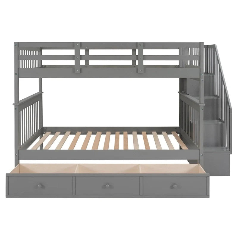 Letto a Castello a Misura Francese con Cassetti, Spazio Contenitore e Sponda di Sicurezza per la Camera da Letto, colore Espresso (vecchio SKU: LP000310AAP)