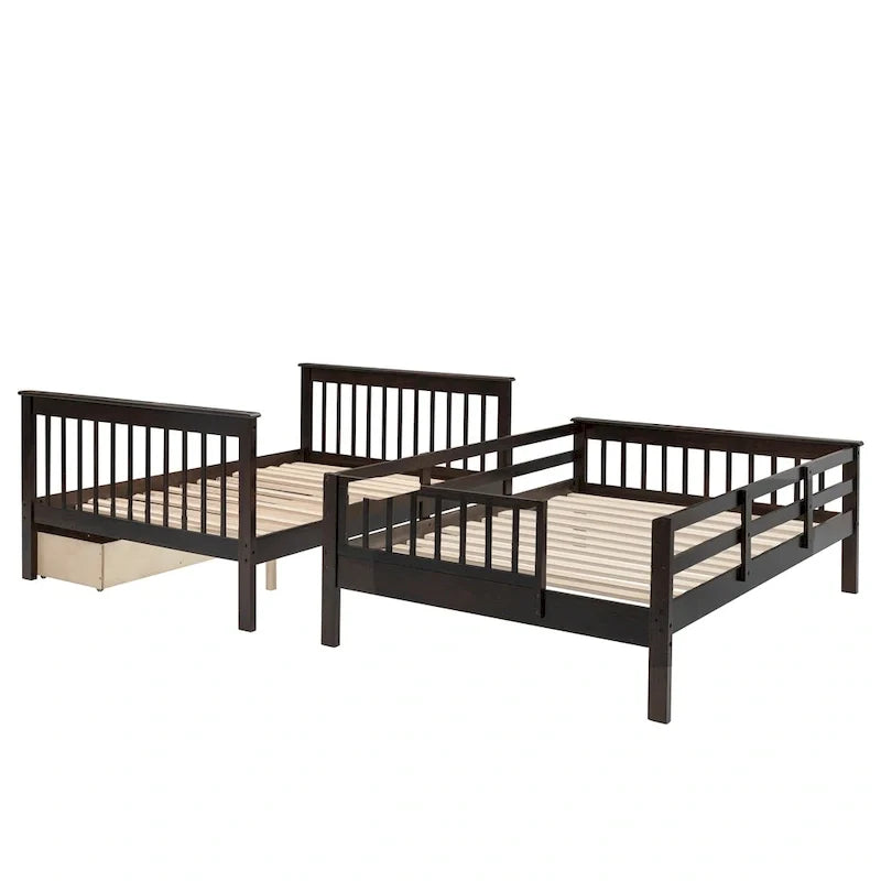 Letto a Castello a Misura Francese con Cassetti, Spazio Contenitore e Sponda di Sicurezza per la Camera da Letto, colore Espresso (vecchio SKU: LP000310AAP)