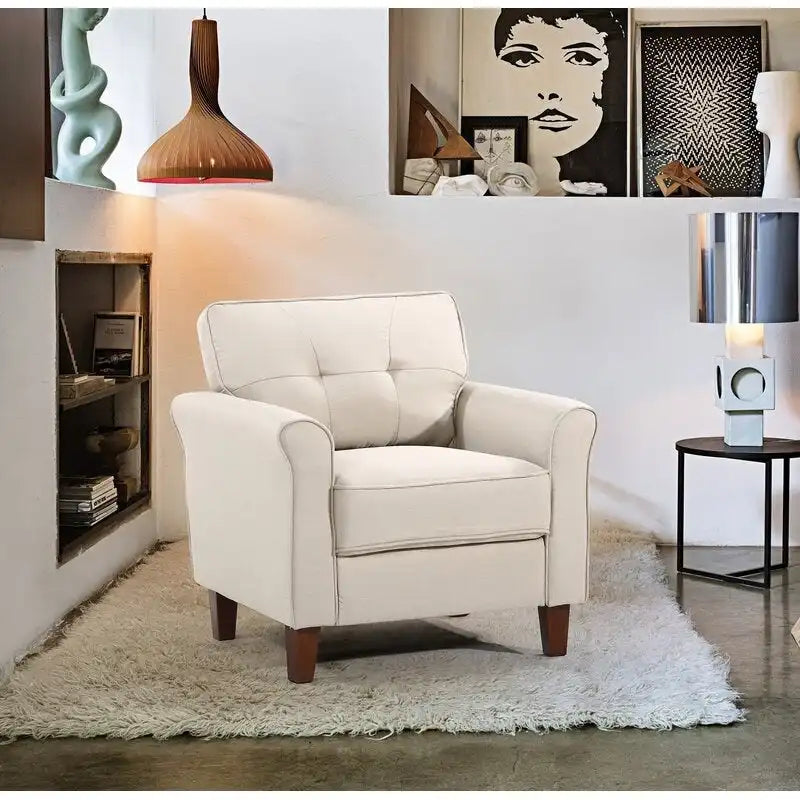 Kouchouk 32.9 Wide Tufted Linen Armchair