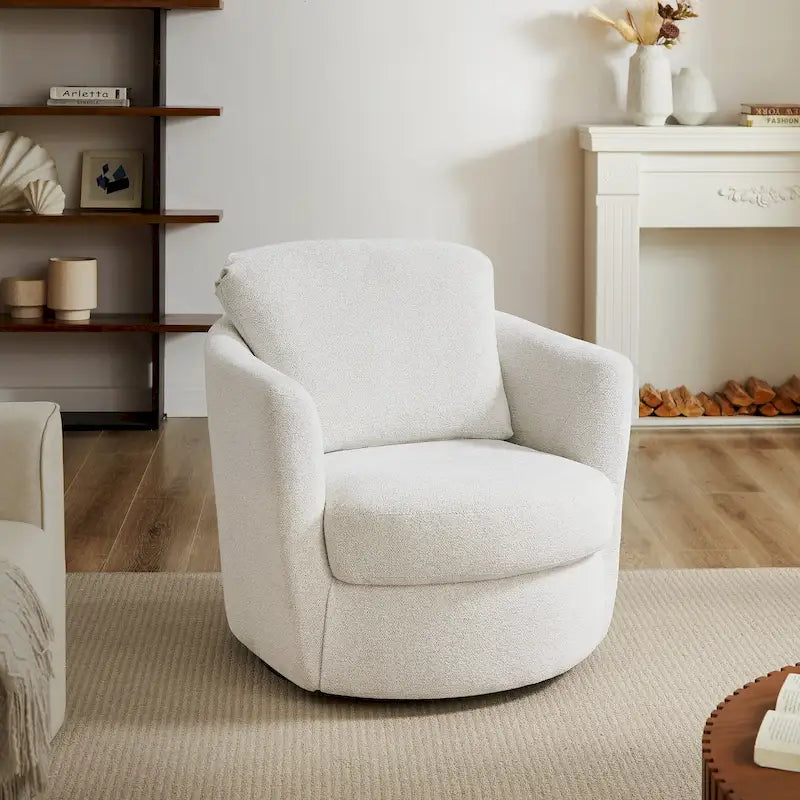 Art Leon Modern Comfortable Corduroy Fabric Swivel Barrel Accent Chair