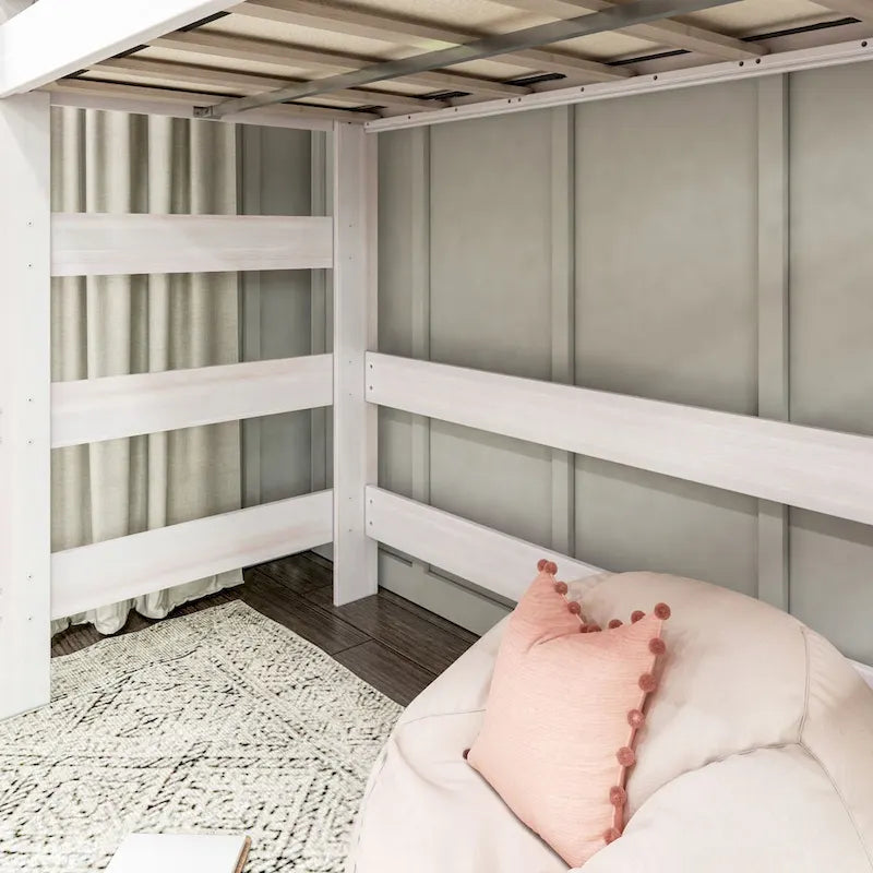 Lit mezzanine haut de gamme Max and Lily Farmhouse avec bureau, taille double