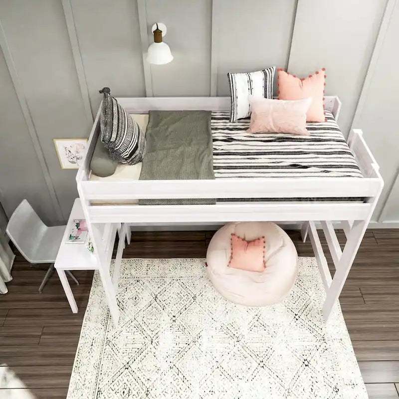 Lit mezzanine haut de gamme Max and Lily Farmhouse avec bureau, taille double