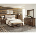 Set camera da letto 4 pezzi Clemence beige e rovere brunito con pannelli