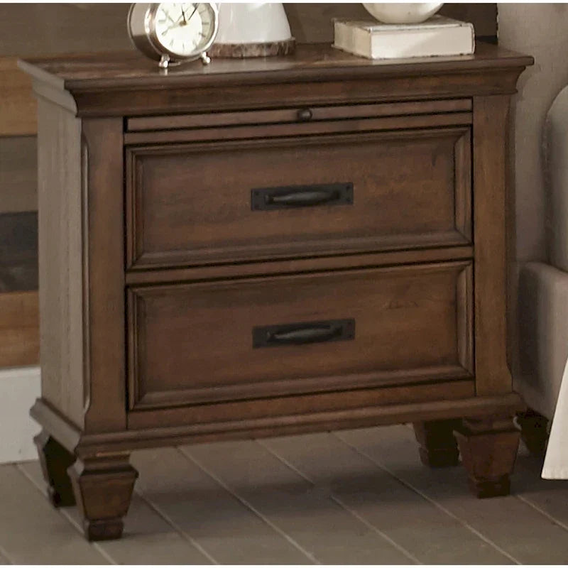 Set camera da letto 4 pezzi Clemence beige e rovere brunito con pannelli