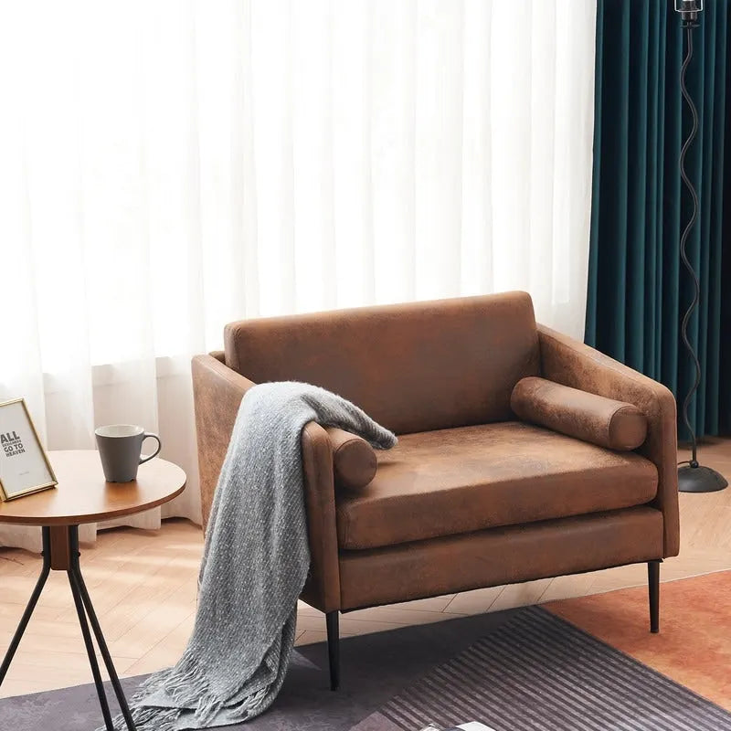 1.5 Seats Foil Fabric Surrounding Accent Chair with Pillow Indoor Circle Chair