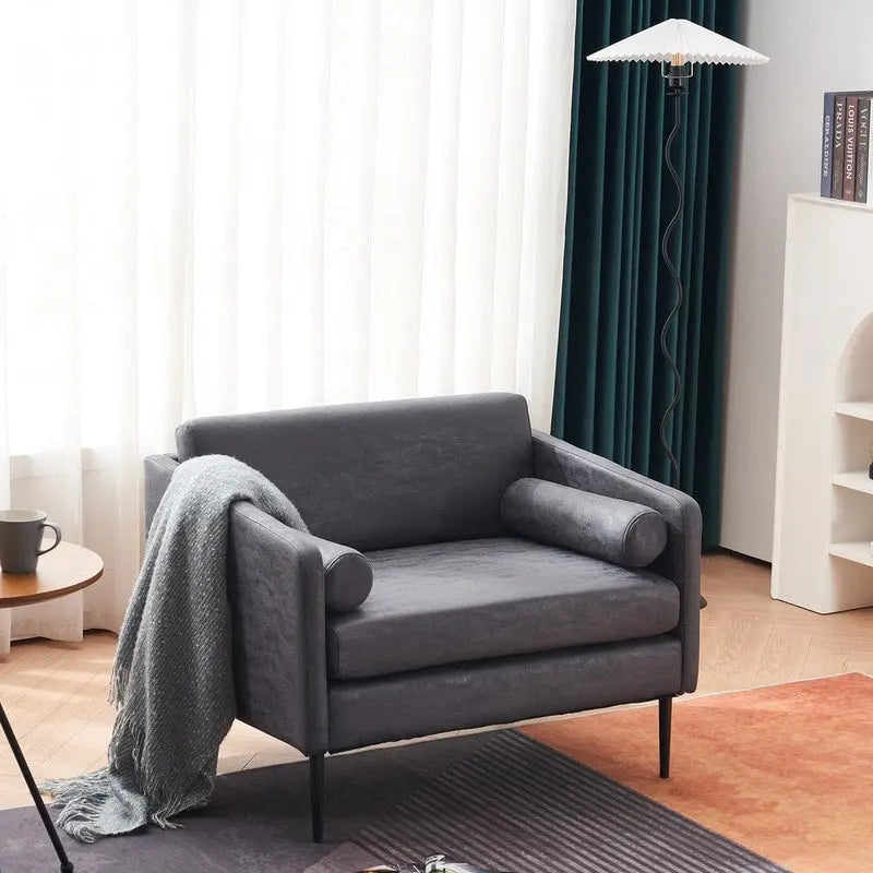 Fauteuil d'appoint enveloppant en tissu métallisé 1,5 places avec oreiller Fauteuil rond d'intérieur