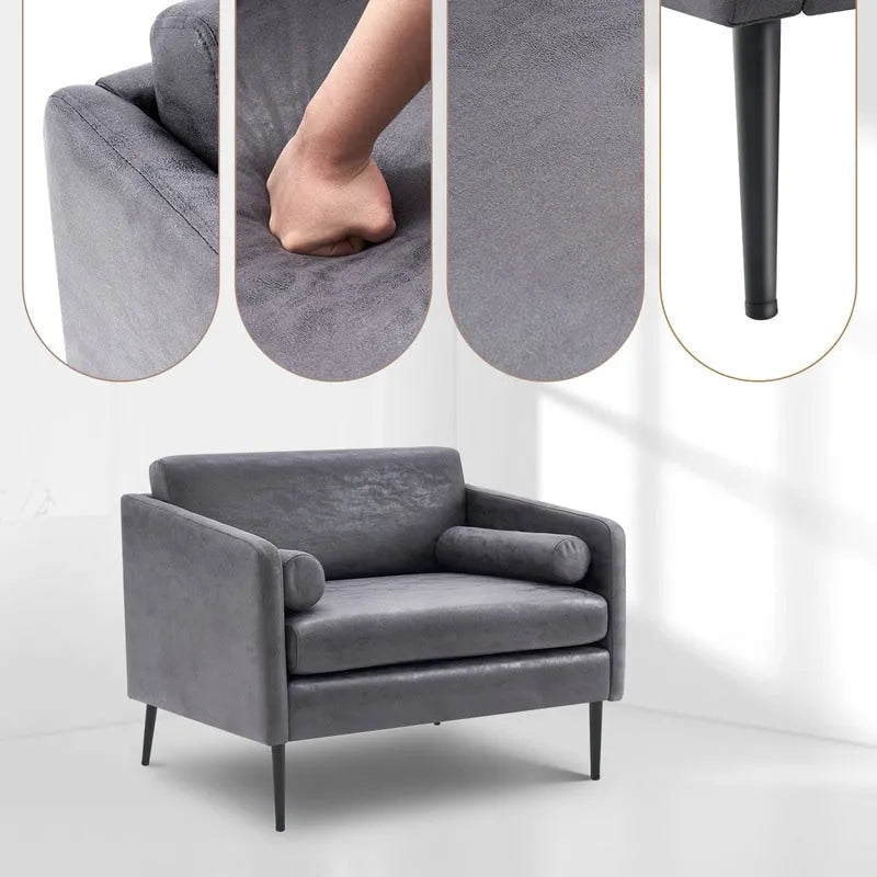 1.5 Seats Foil Fabric Surrounding Accent Chair with Pillow Indoor Circle Chair