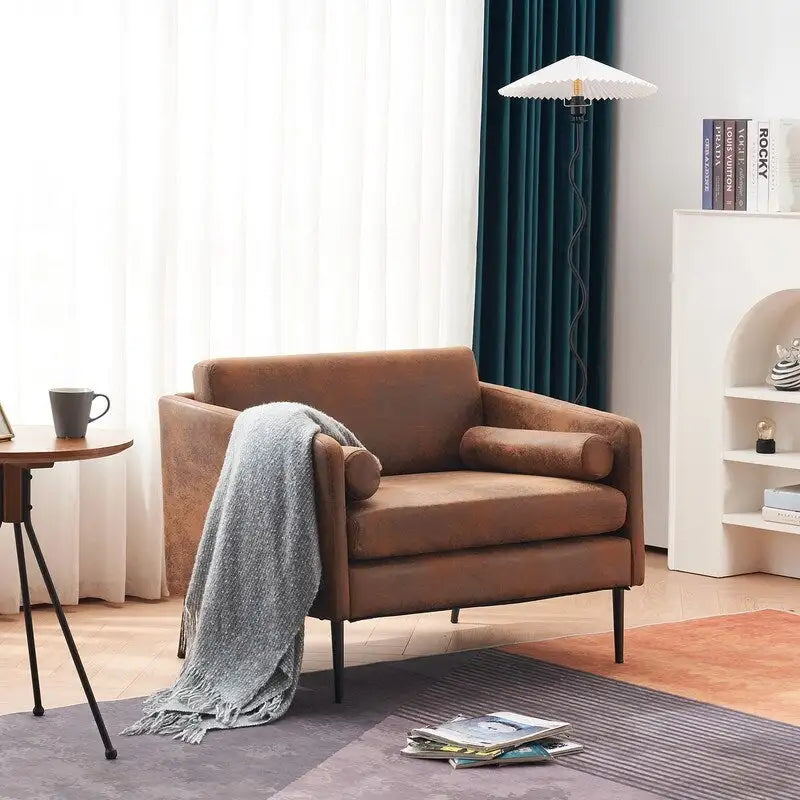 1.5 Seats Foil Fabric Surrounding Accent Chair with Pillow Indoor Circle Chair
