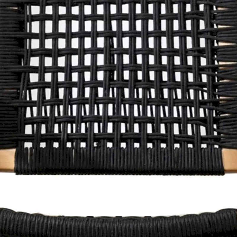 Accent Chair with Rope Woven Seat and Wooden Frame, Brown and Black