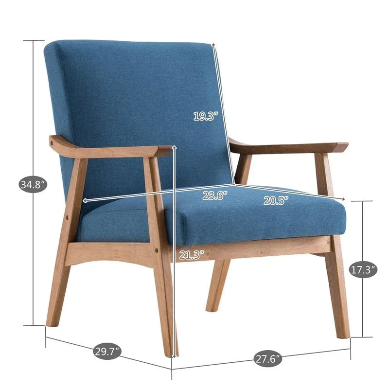 Home Comfort Mid Century Modern Wood Frame Accent Chair