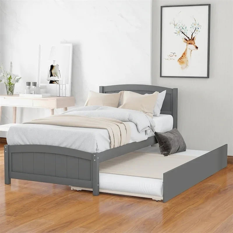 Lit plate-forme Merax une place avec lit gigogne