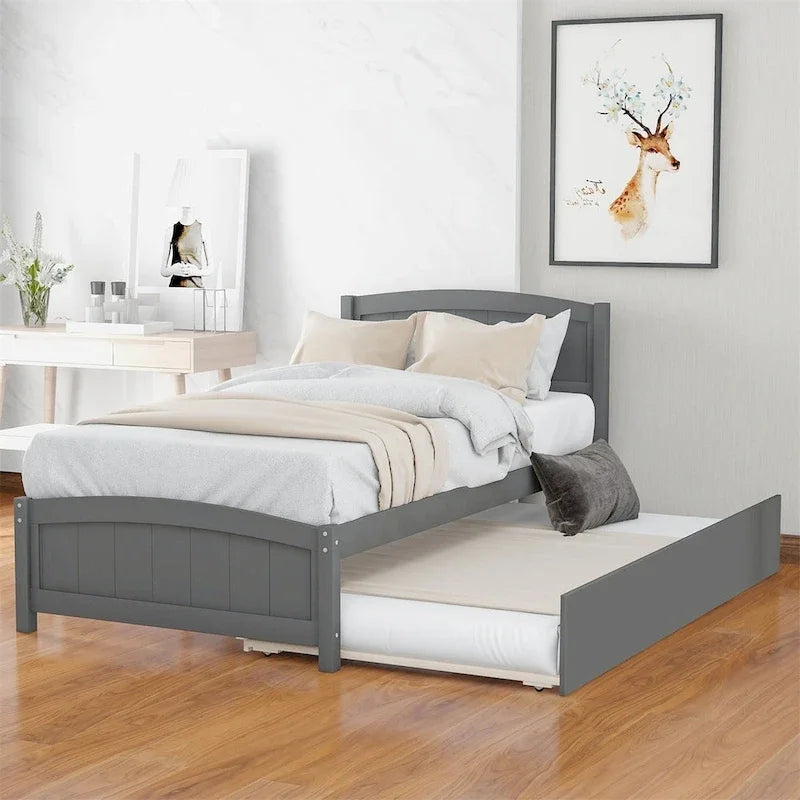 Lit plate-forme Merax une place avec lit gigogne