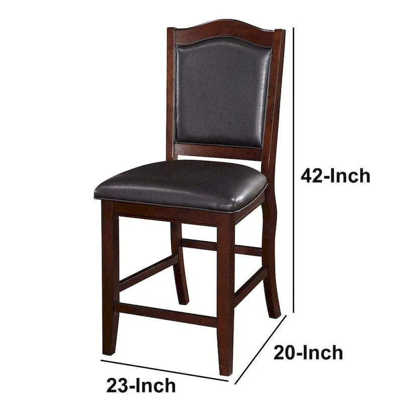 Chaise haute sans accoudoirs en bois, brun expresso et noir, lot de 2