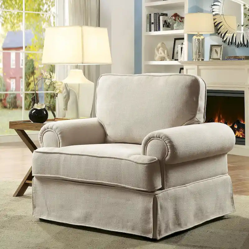 Chaise d'appoint rembourrée en tissu de lin transitoire Cupa par Furniture of America