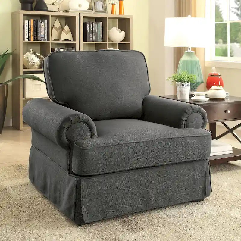 Chaise d'appoint rembourrée en tissu de lin transitoire Cupa par Furniture of America