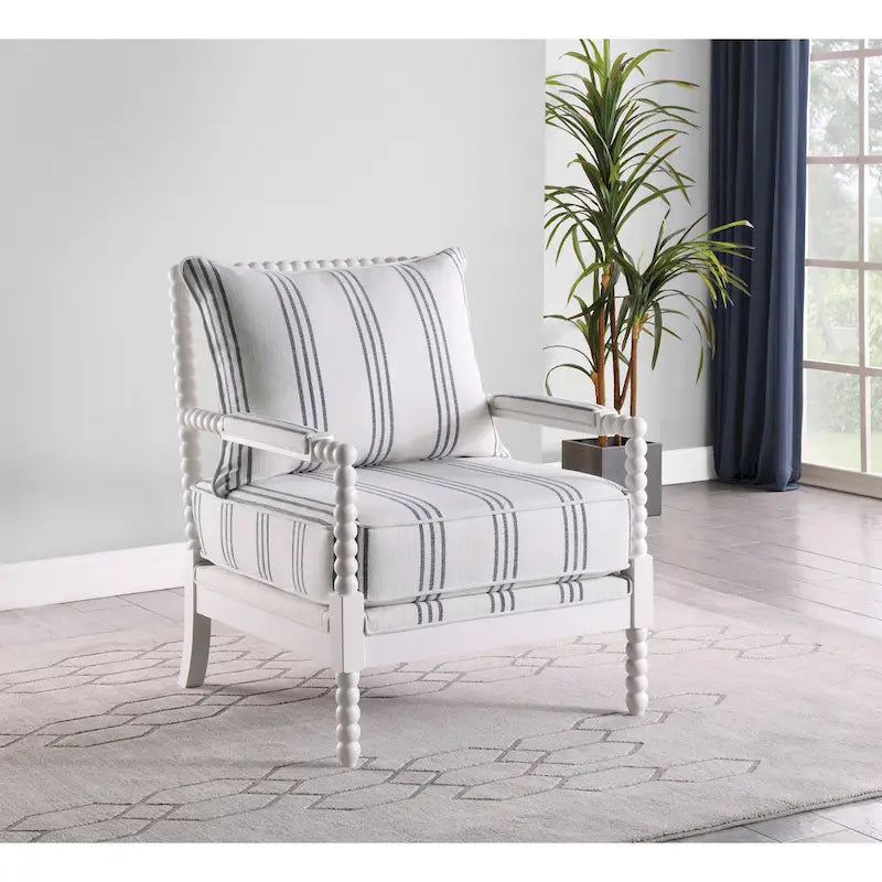 Fauteuil d'appoint Penelope à rayures blanches et bleu marine