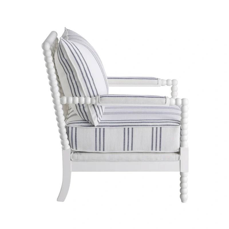 Fauteuil d'appoint Penelope à rayures blanches et bleu marine