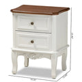 Baxton Studio Darlene Tavolino con 2 Cassetti in Legno Finitura Bianco Francese e Marrone Ciliegio, Classico e Tradizionale