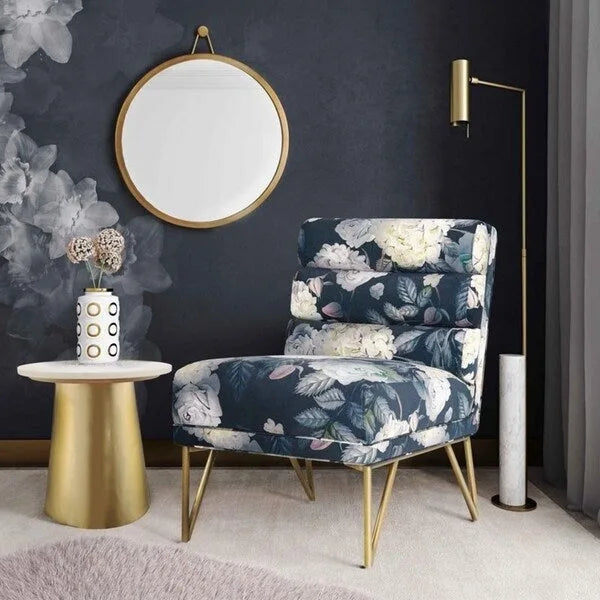Chaise en velours floral Borden Silver Orchid