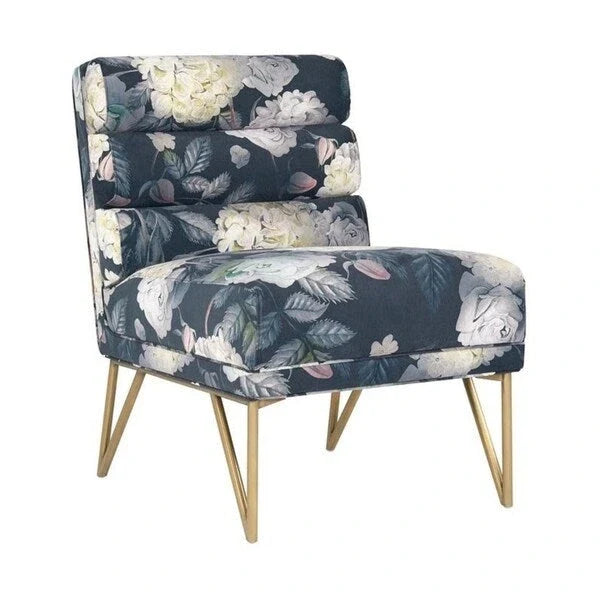 Chaise en velours floral Borden Silver Orchid