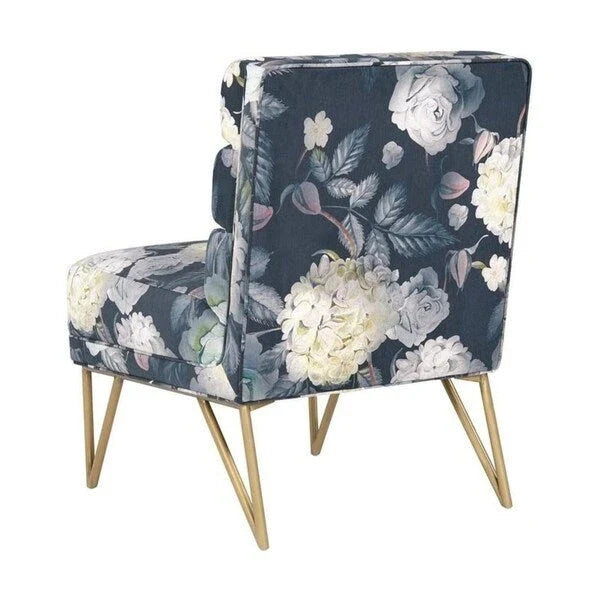 Chaise en velours floral Borden Silver Orchid