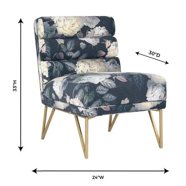 Chaise en velours floral Borden Silver Orchid