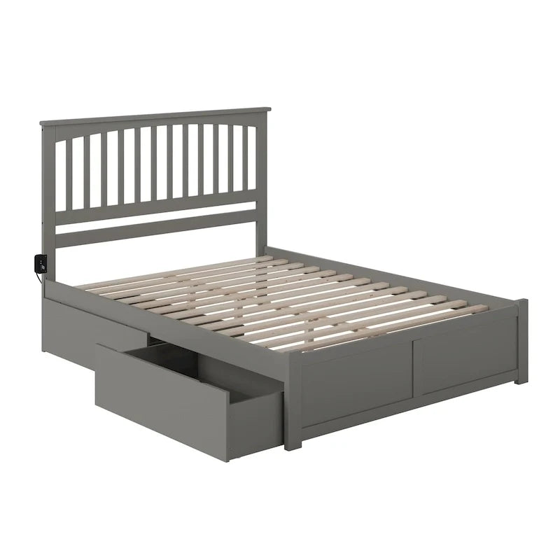 Letto a piattaforma Mission King con 2 cassetti, grigio