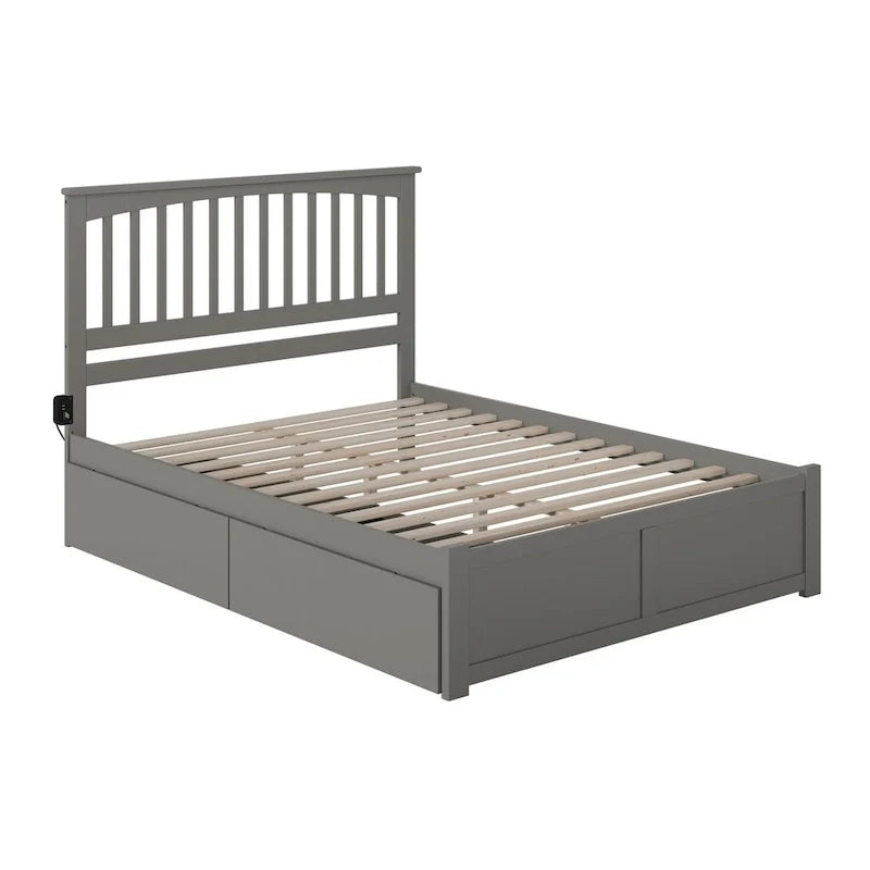 Letto a piattaforma Mission King con 2 cassetti, grigio