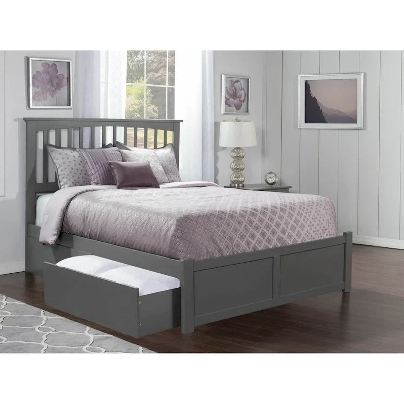 Letto a piattaforma Mission King con 2 cassetti, grigio