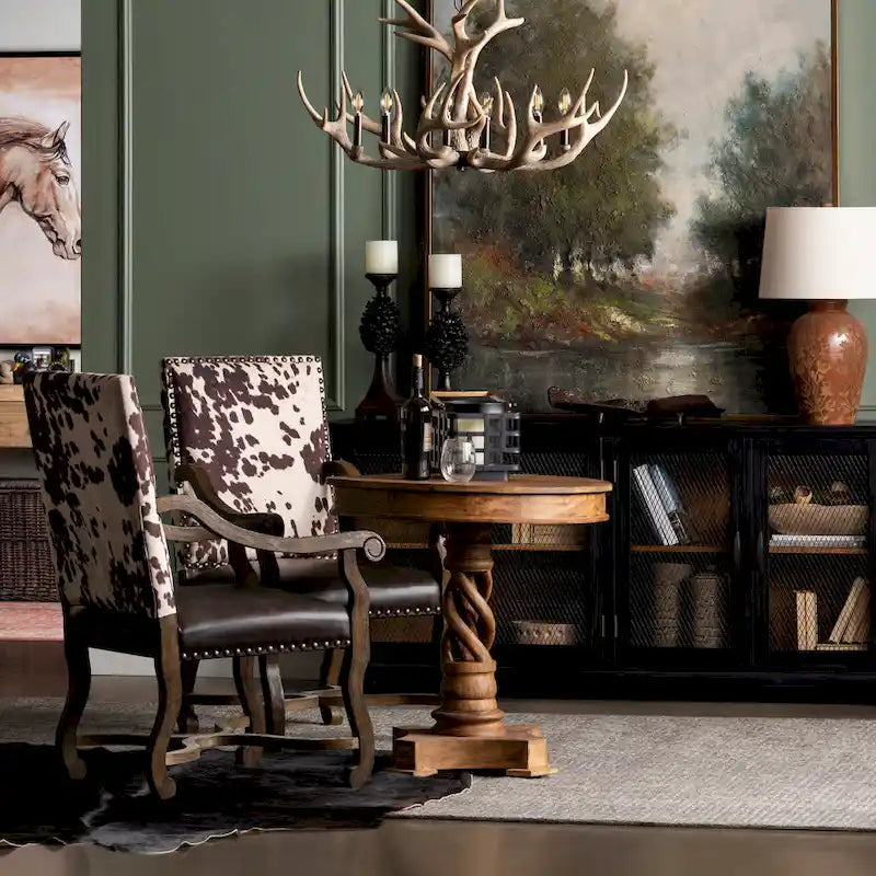 Fauteuil d'appoint en cuir reconstitué et similicuir de vache Mesquite Ranch - 30 x 24 x 42