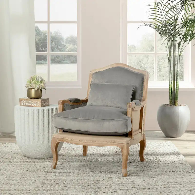 Fauteuil Brittani capitonné gris Classic Home – 38H x 29L x 31P