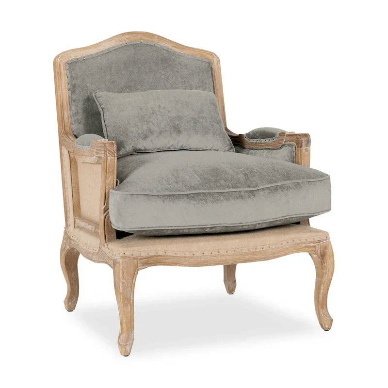Fauteuil Brittani capitonné gris Classic Home – 38H x 29L x 31P