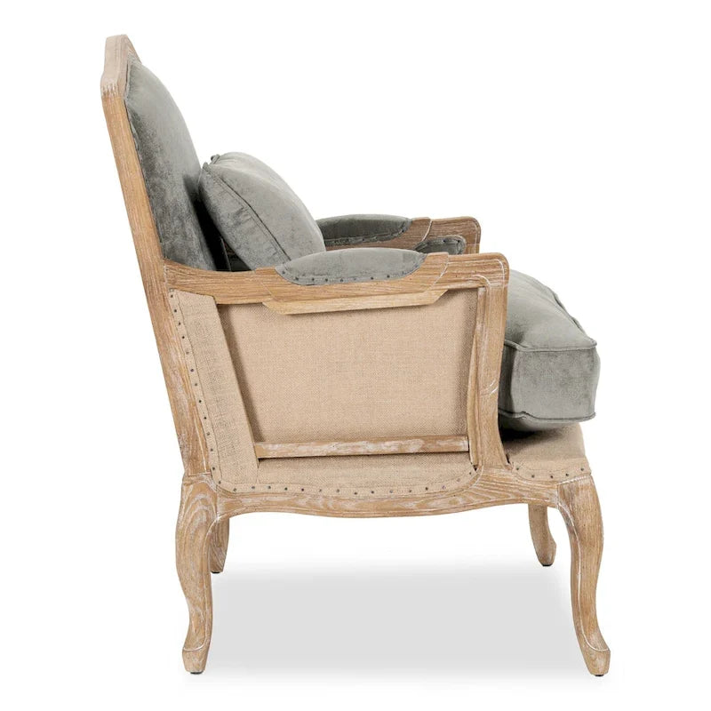 Fauteuil Brittani capitonné gris Classic Home – 38H x 29L x 31P