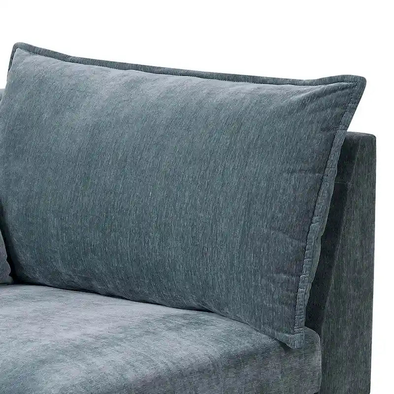 Rio 33 Inch Modular Single Arm Corner Chair, 2 Lumbar Cushions, Slate Blue