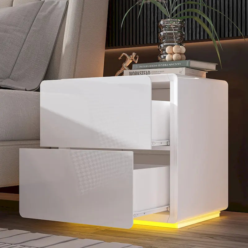 Comodino a LED Bianco Comodino Moderno Comodino a LED Tavolino da Notte
