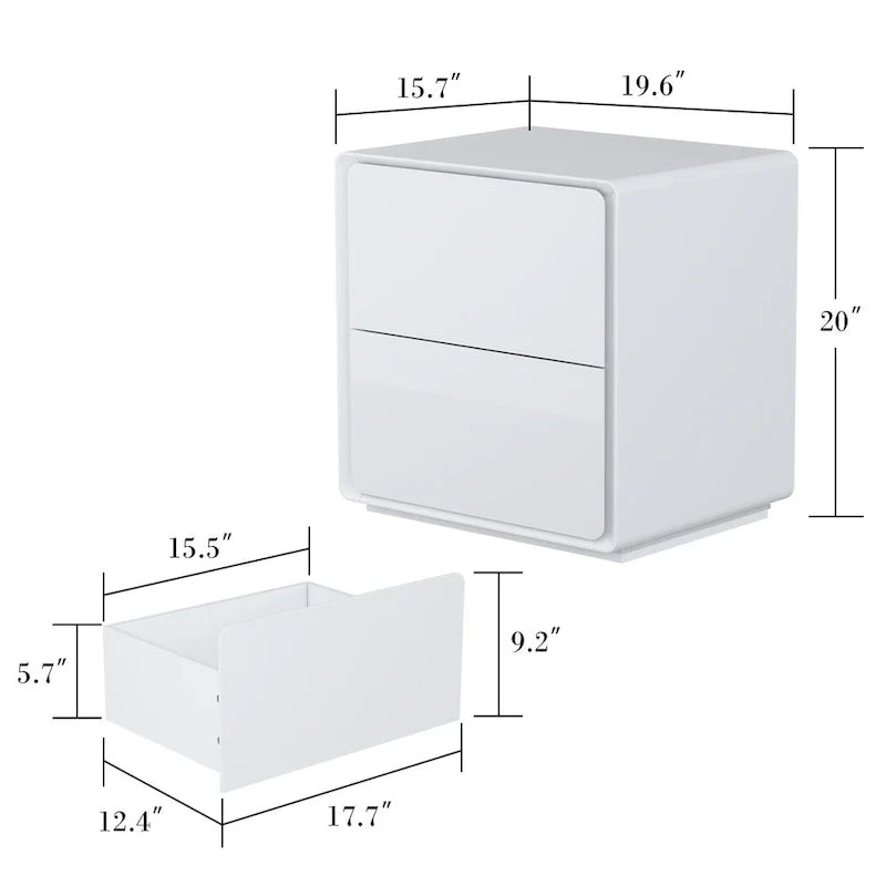 Comodino a LED Bianco Comodino Moderno Comodino a LED Tavolino da Notte