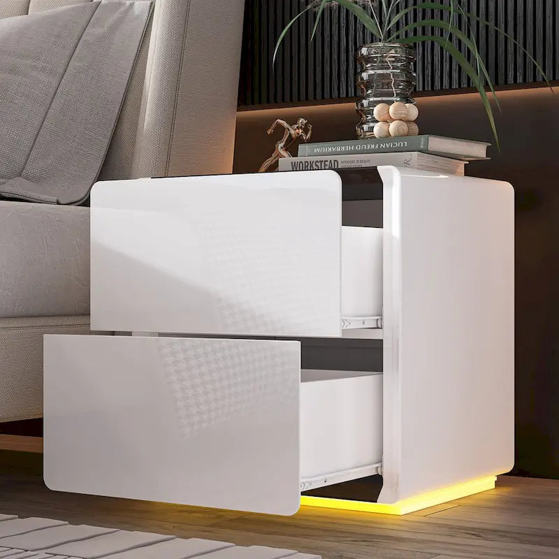 Comodino a LED Bianco Comodino Moderno Comodino a LED Tavolino da Notte