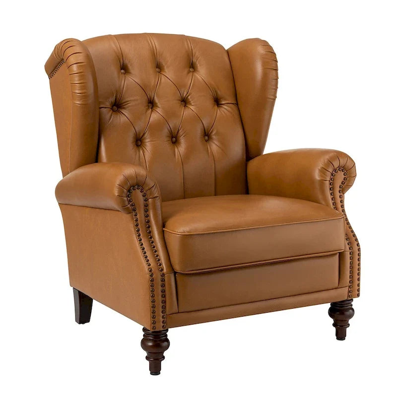 Alex Classic Leather Armchair with Nailhead Trim by HULALA HOME
