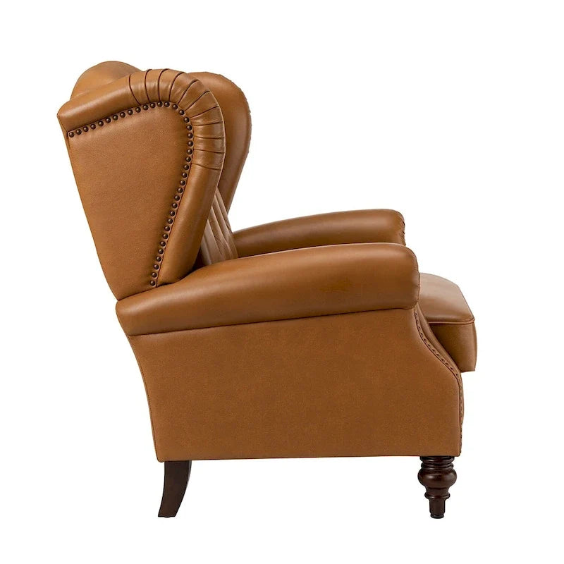 Alex Classic Leather Armchair with Nailhead Trim by HULALA HOME
